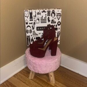 Bamboo Women's Burgundy Platform Heels